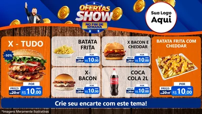 Modelo de TV para TV Horizontal com o tema Ofertas Show No Fim De Semana para Hamburgueria