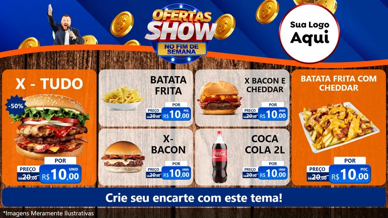 Modelo de TV para TV Horizontal com o tema Ofertas Show No Fim De Semana para Hamburgueria