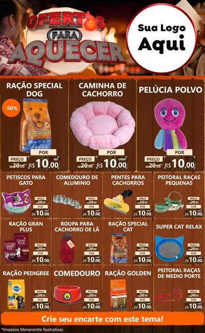 Modelo de Encarte para Encarte Grande com o tema Ofertas Para Aquecer para Pet Shop