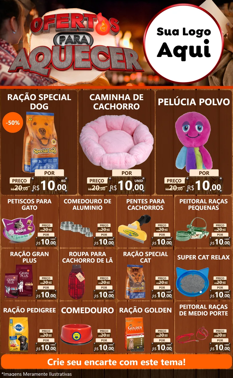 Modelo de Encarte para Encarte Grande com o tema Ofertas Para Aquecer para Pet Shop