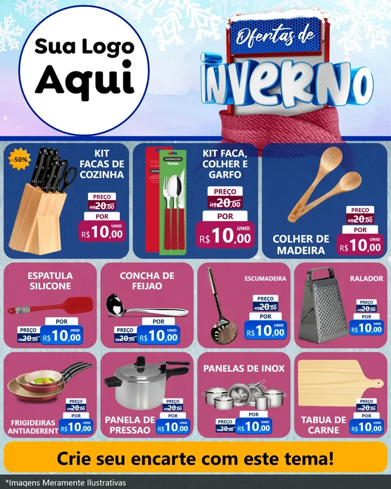 Modelo de Rede Social para Feed Instagram com o tema Ofertas de Inverno para Utilidades Domésticas