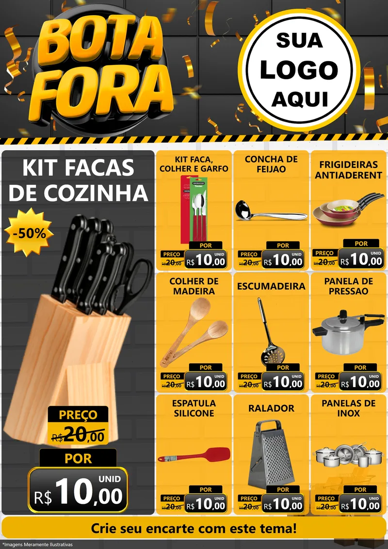 Modelo de Encarte para Encarte A4 Vertical com o tema Bota Fora para Utilidades Domésticas
