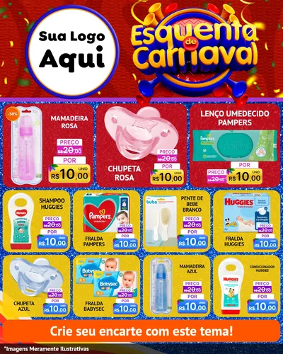 Modelo de Rede Social para Feed Instagram com o tema Esquenta de Carnaval para Bebês