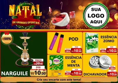 Modelo de Encarte para Encarte A4 Horizontal com o tema Natal de Grandes Ofertas para Tabacaria