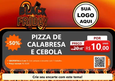 Modelo de Cartaz para Cartaz A4 Horizontal com o tema Black Friday para Pizzaria