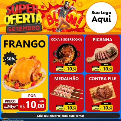 Modelo de Rede Social para Feed Facebook com o tema Super Oferta Setembro para Assados