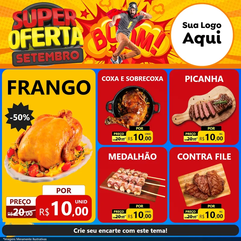 Modelo de Rede Social para Feed Facebook com o tema Super Oferta Setembro para Assados