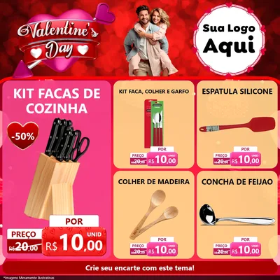 Modelo de Rede Social para Feed Facebook com o tema Valentine's Day para Utilidades Domésticas