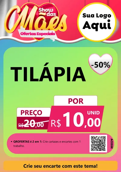Modelo de Cartaz para Cartaz A4 Vertical com o tema Show das Mães - Ofertas Especiais para Peixaria