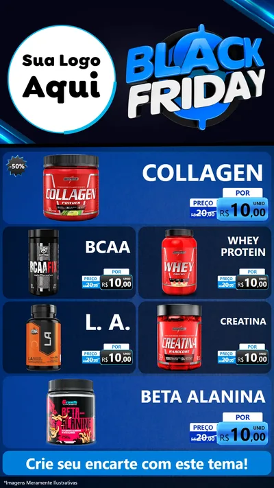 Modelo de TV para TV Vertical com o tema Black Friday para Suplementos alimentares