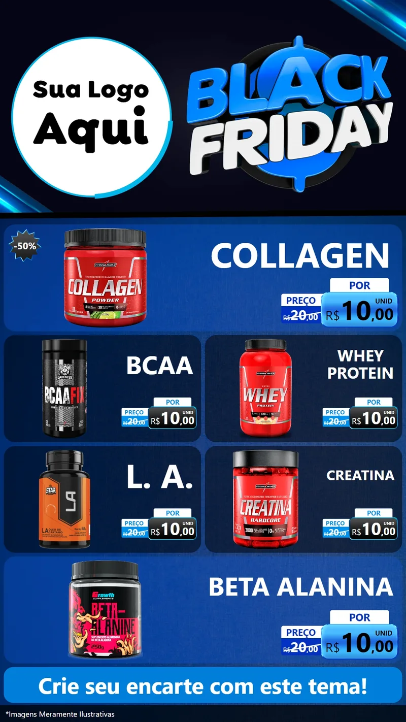 Modelo de TV para TV Vertical com o tema Black Friday para Suplementos alimentares