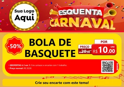 Modelo de Cartaz para Cartaz A4 Horizontal com o tema Esquenta Carnaval para Artigos Esportivos