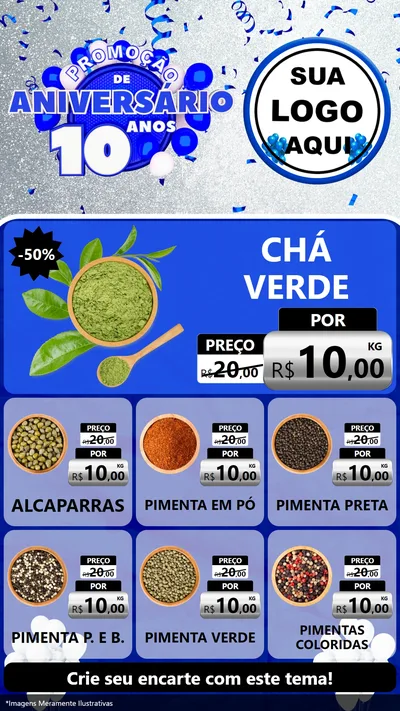 Modelo de Rede Social para Stories com o tema Promoção de Aniversário - 10 Anos para Produtos Naturais