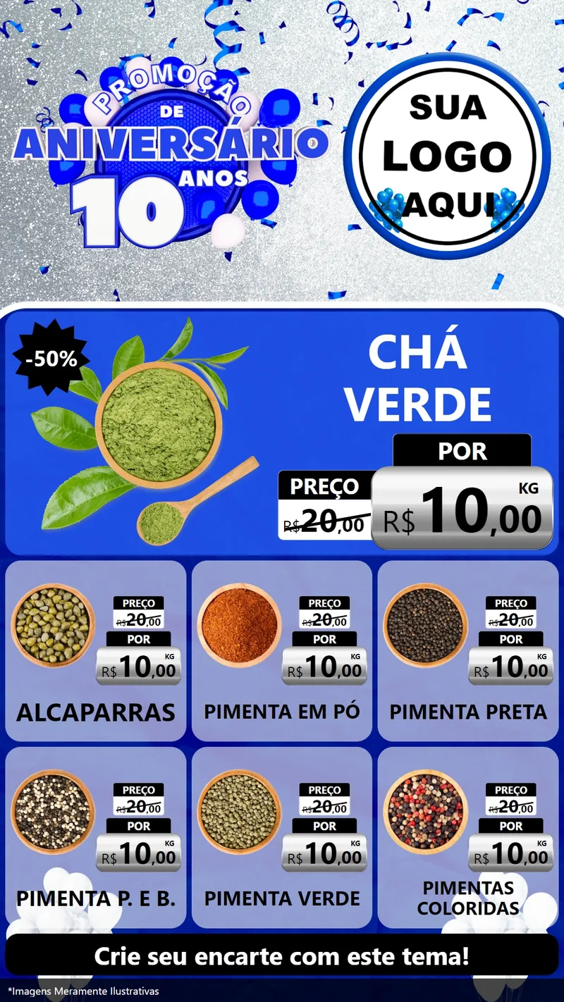 Modelo de Rede Social para Stories com o tema Promoção de Aniversário - 10 Anos para Produtos Naturais