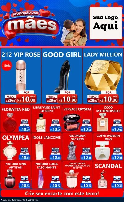 Modelo de Encarte para Encarte Grande com o tema Promoção das Mães para Perfumes