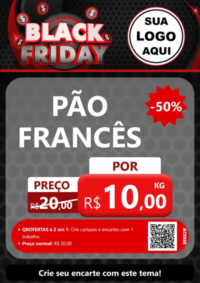 Modelo de Cartaz para Cartaz A4 Vertical com o tema Black Friday para Padaria