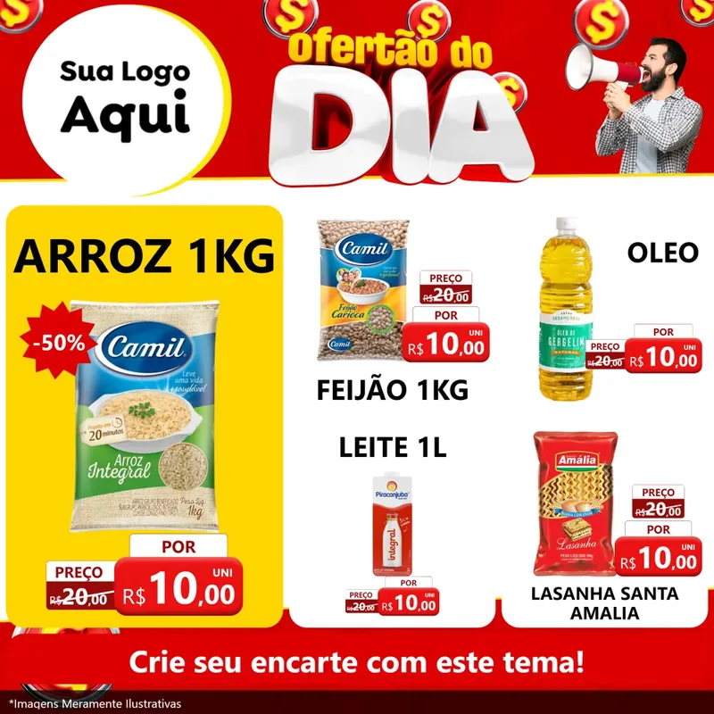 Modelo de Rede Social para Feed Facebook com o tema Ofertão do dia para Supermercado