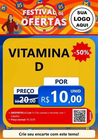 Modelo de Cartaz para Cartaz A4 Vertical com o tema Festival de Ofertas para Farmácia
