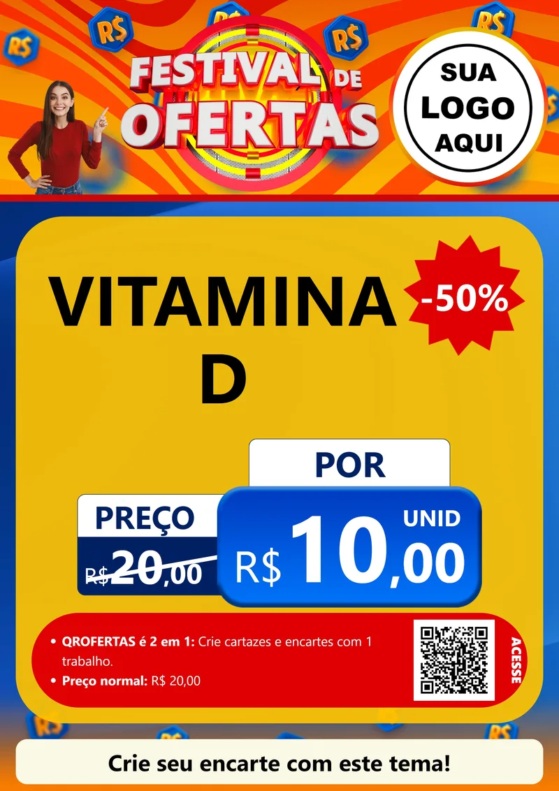 Modelo de Cartaz para Cartaz A4 Vertical com o tema Festival de Ofertas para Farmácia