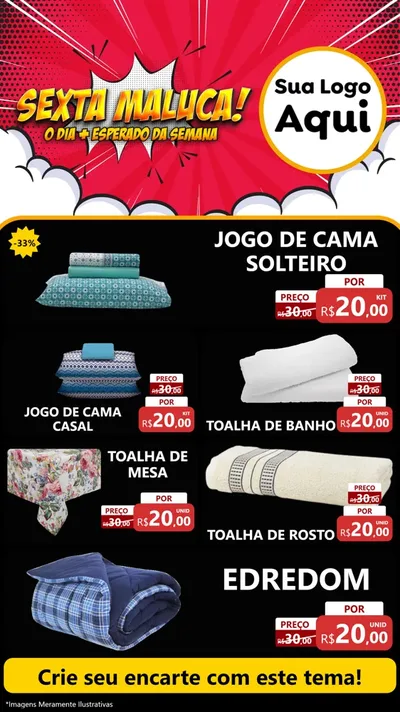 Modelo de TV para TV Vertical com o tema Sexta Maluca! para Cama, Mesa e Banho