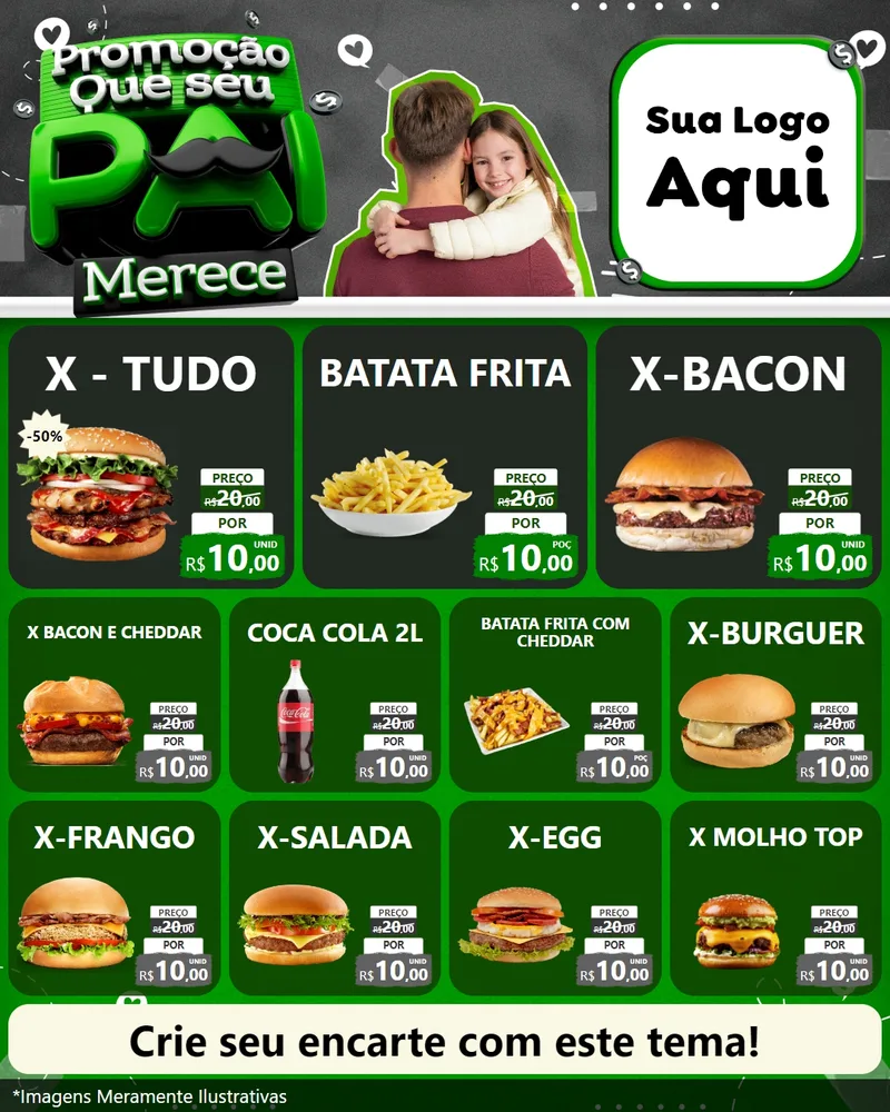Modelo de Rede Social para Feed Instagram com o tema Promoção Que seu Pai Merece para Hamburgueria