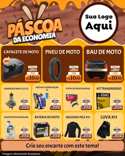 Modelo de Rede Social para Feed Instagram com o tema Páscoa da Economia para Moto peças