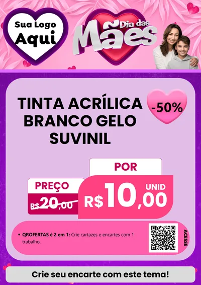 Modelo de Cartaz para Cartaz A4 Vertical com o tema Dia das Mães para Tintas e Ferramentas