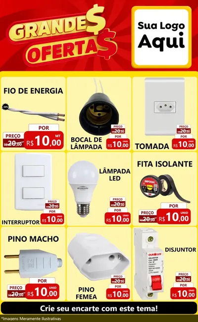 Modelo de Encarte para Encarte Grande com o tema Grandes Ofertas para Materiais Elétricos