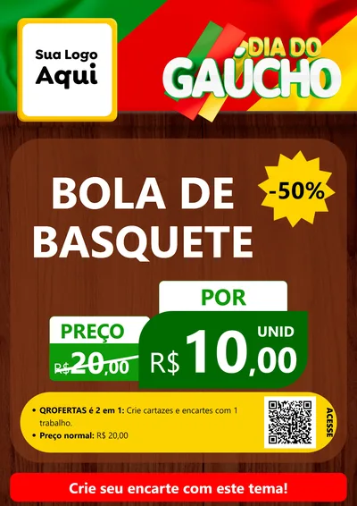 Modelo de Cartaz para Cartaz A4 Vertical com o tema Dia do Gaúcho para Artigos Esportivos