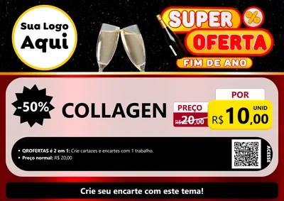 Modelo de Cartaz para Cartaz A4 Horizontal com o tema Super Oferta Fim de Ano para Suplementos alimentares