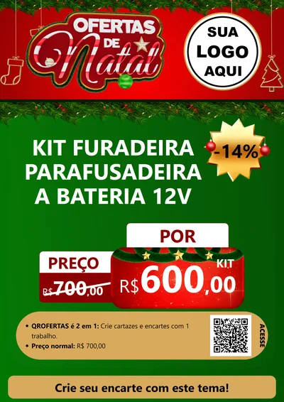 Modelo de Cartaz para Cartaz A4 Vertical com o tema Ofertas de Natal para Maquinas e Ferramentas