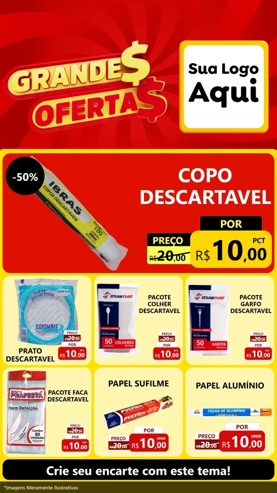 Modelo de Rede Social para Stories com o tema Grandes Ofertas para Embalagens