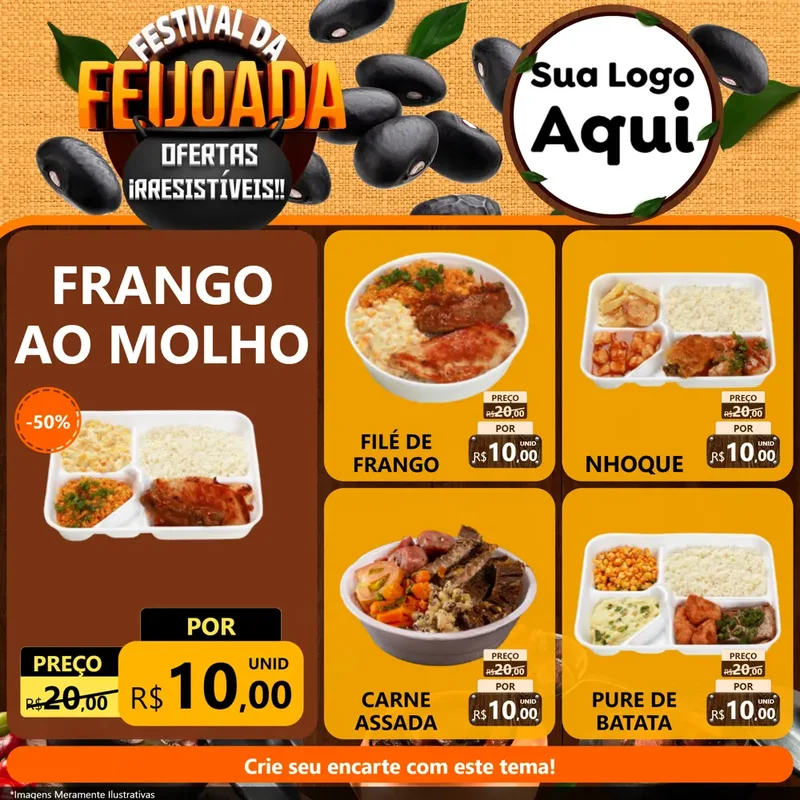 Modelo de Rede Social para Feed Facebook com o tema Festival da Feijoada para Restaurante