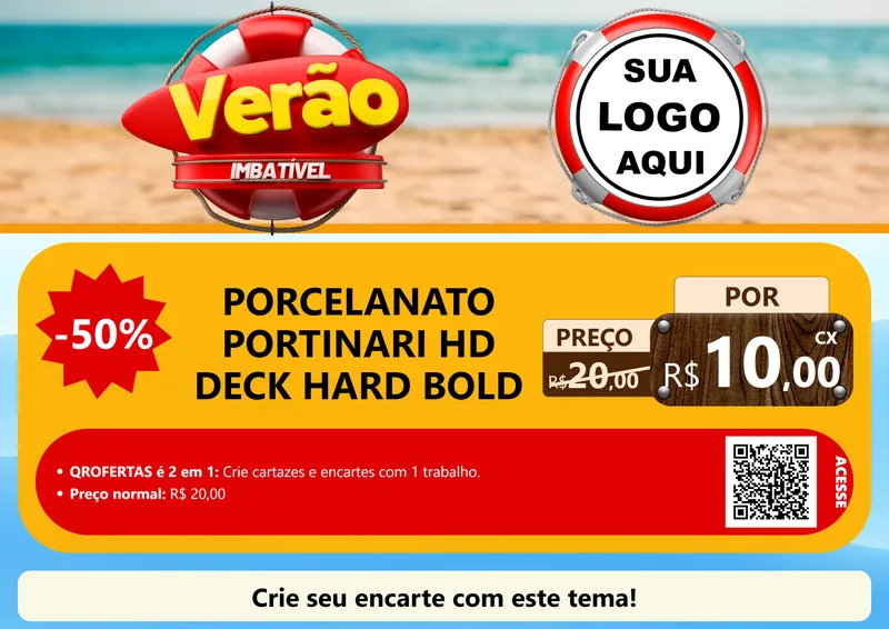Modelo de Cartaz para Cartaz A4 Horizontal com o tema Verão Imbatível para Pisos e revestimentos