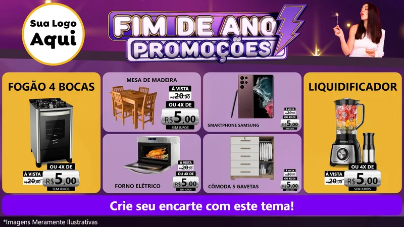 Modelo de TV para TV Horizontal com o tema Fim de Ano Promoções para Móveis e Eletro