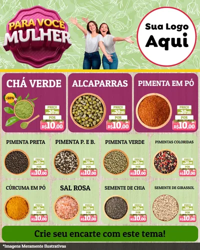Modelo de Rede Social para Feed Instagram com o tema Para Você Mulher para Produtos Naturais