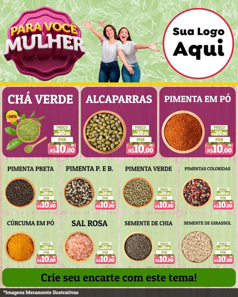 Modelo de Rede Social para Feed Instagram com o tema Para Você Mulher para Produtos Naturais