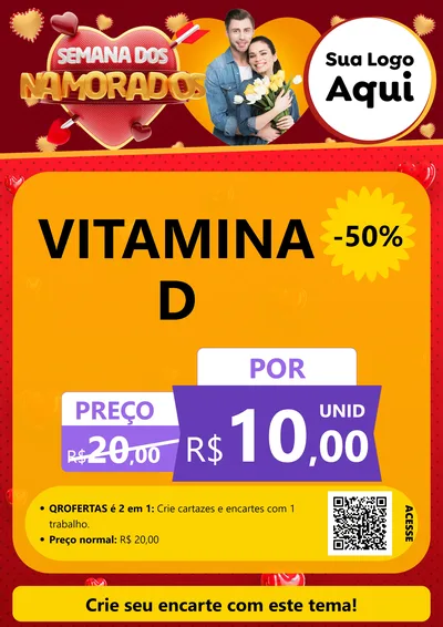 Modelo de Cartaz para Cartaz A4 Vertical com o tema Semana dos Namorados para Farmácia