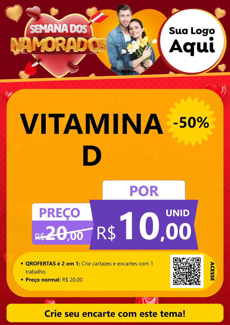 Modelo de Cartaz para Cartaz A4 Vertical com o tema Semana dos Namorados para Farmácia