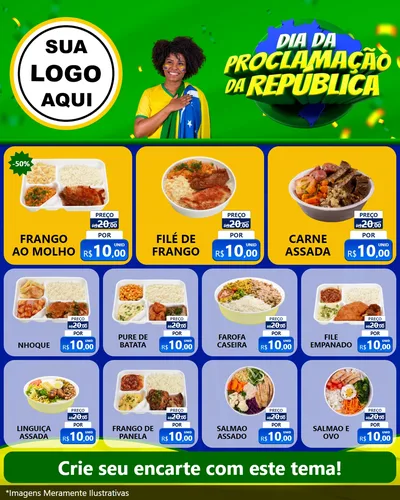 Modelo de Rede Social para Feed Instagram com o tema Dia Da Proclamação Da República para Restaurante