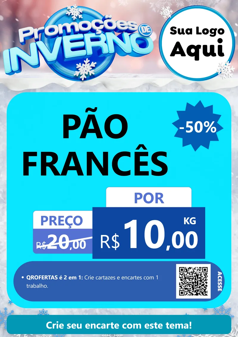Modelo de Cartaz para Cartaz A4 Vertical com o tema Promoções de Inverno para Padaria