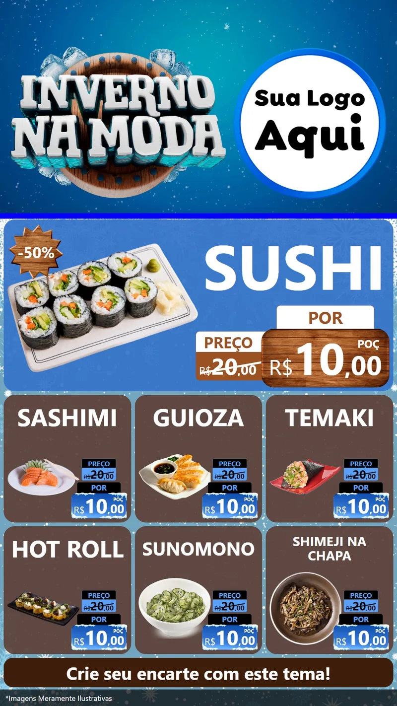 Modelo de Rede Social para Stories com o tema Inverno na Moda para Comida japonesa
