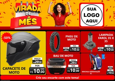Modelo de Encarte para Encarte A4 Horizontal com o tema Virada de Mês para Moto peças
