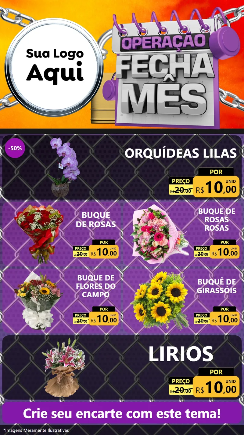 Modelo de TV para TV Vertical com o tema Operação Fecha Mês para Floricultura e jardim