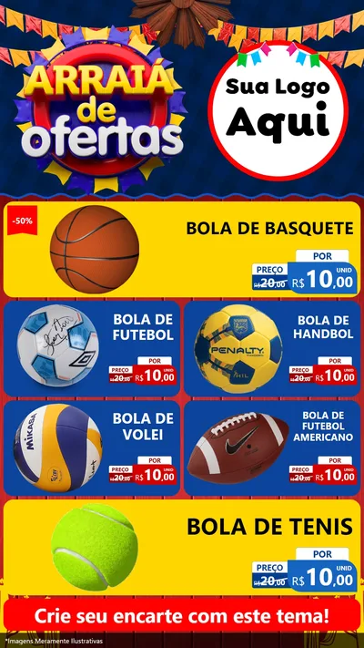 Modelo de TV para TV Vertical com o tema Arraiá de Ofertas para Artigos Esportivos
