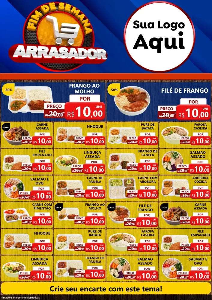 Modelo de Encarte para Encarte A4 Vertical com o tema Fim De Semana Arrasador para Restaurante