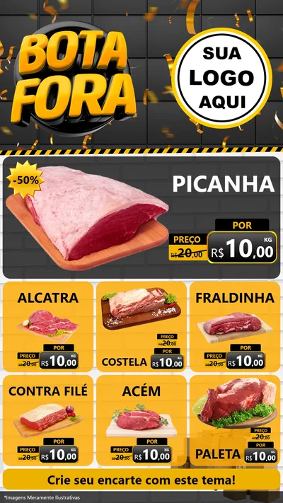 Modelo de Rede Social para Stories com o tema Bota Fora para Açougue