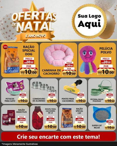 Modelo de Rede Social para Feed Instagram com o tema Ofertas De Natal E Ano Novo para Pet Shop