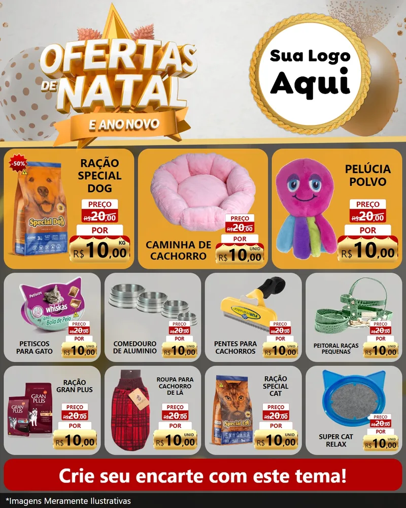 Modelo de Rede Social para Feed Instagram com o tema Ofertas De Natal E Ano Novo para Pet Shop