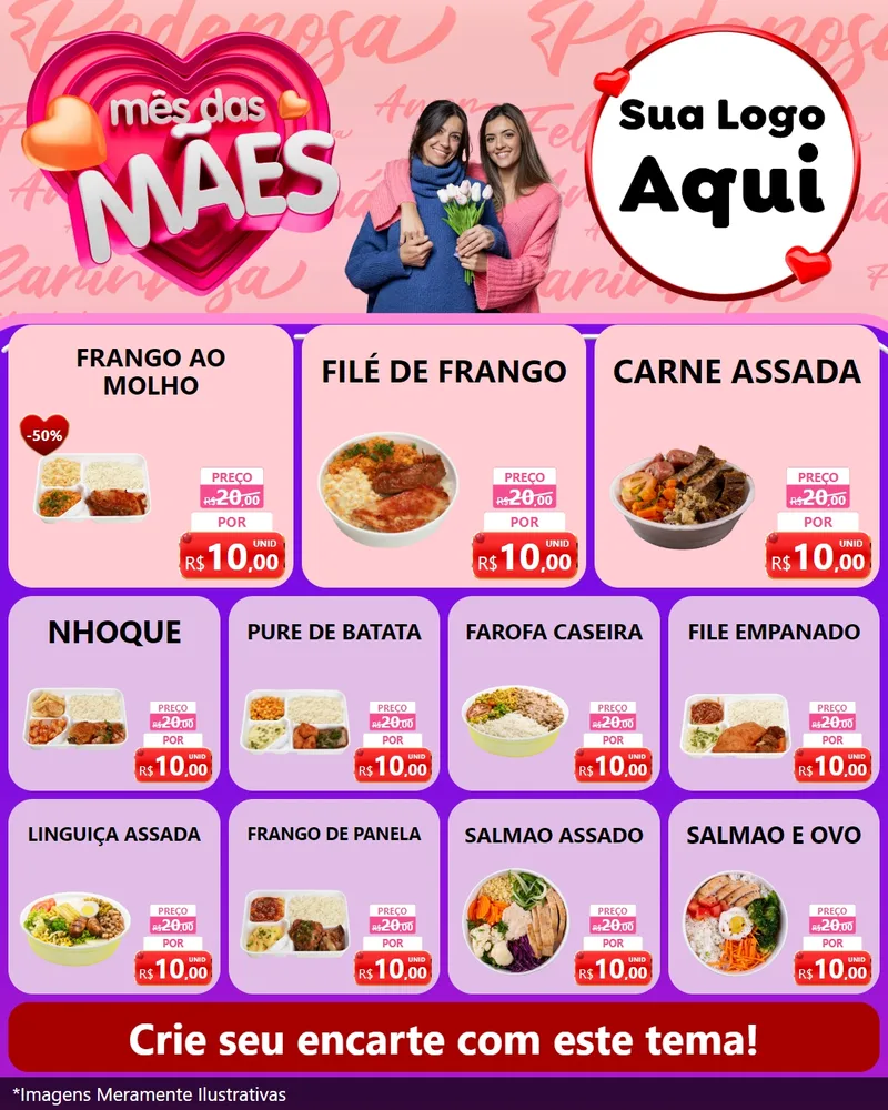 Modelo de Rede Social para Feed Instagram com o tema Mês Das Mães para Restaurante